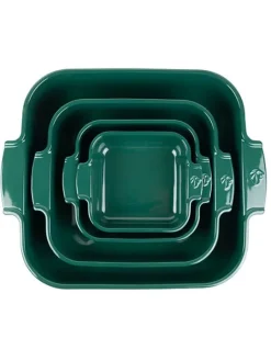 Outlet Appolia Individual ceramic square baking dish in forest green, 18cm Speciality Bakeware|Individual Dishes