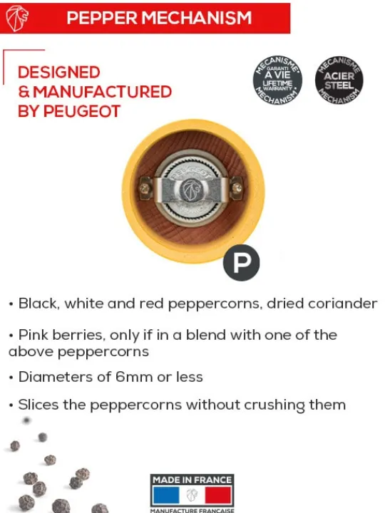 New Bistro Manual wooden pepper mill in saffron gloss, 10cm For Under £50|Pepper