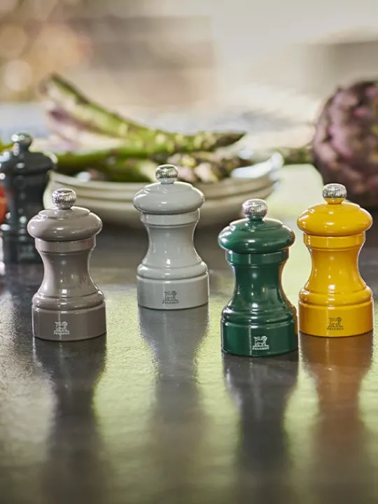 New Bistro Manual wooden pepper mill in saffron gloss, 10cm For Under £50|Pepper