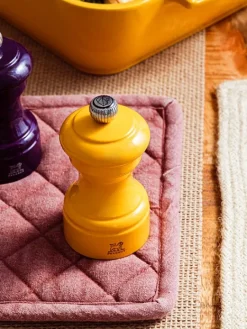 New Bistro Manual wooden pepper mill in saffron gloss, 10cm For Under £50|Pepper