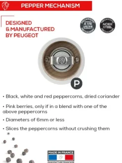 Cheap Bistro Manual wooden pepper mill in pearl grey gloss, 10cm For Under £50|Pepper