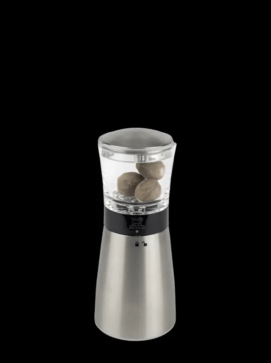 Shop Daman Manual nutmeg mill in stainless steel and acrylic with magnetic cover 15cm For The Foodie|Speciality Spice Mills