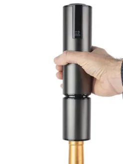 New Elis touch grey stainless steel electric corkscrew with rechargeable battery, 27cm Corkscrews