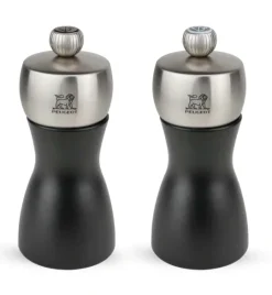 Sale Fidji Duo of salt and pepper mills in wood and stainless steel, , 12 cm Salt|Salt Mills
