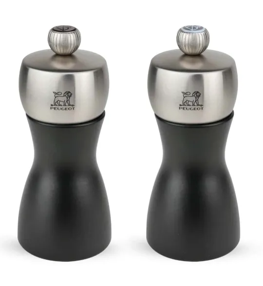 Sale Fidji Duo of salt and pepper mills in wood and stainless steel, , 12 cm Salt|Salt Mills