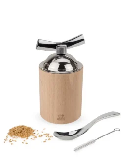 Fashion Isen Manual flaxseed mill in wood and stainless steel, 13cm For The Foodie|Speciality Spice Mills