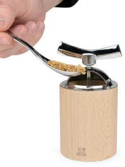 Fashion Isen Manual flaxseed mill in wood and stainless steel, 13cm For The Foodie|Speciality Spice Mills
