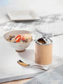 Fashion Isen Manual flaxseed mill in wood and stainless steel, 13cm For The Foodie|Speciality Spice Mills