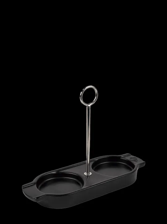 Discount Linéa Ceramic tray for two mills, in satin black color Trays|Spice Mill Accessories