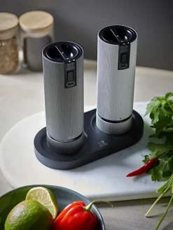 Online Linéa Plateau pour deux moulins, bambou, noir mat Spice Mill Accessories
