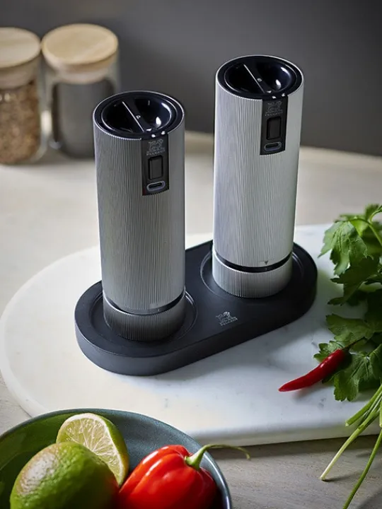 Online Linéa Plateau pour deux moulins, bambou, noir mat Spice Mill Accessories