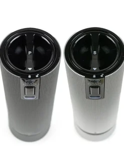 Flash Sale Line electric Set of u’select rechargeable electric salt and pepper mills, li-ion battery, carbon and aluminum, 15 cm - 6in For The Host With The Most|For The Foodie