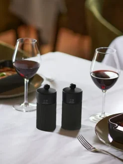 Fashion Line Manual aluminium and wooden pepper mill, matt black, 12cm Pepper|Pepper Mills