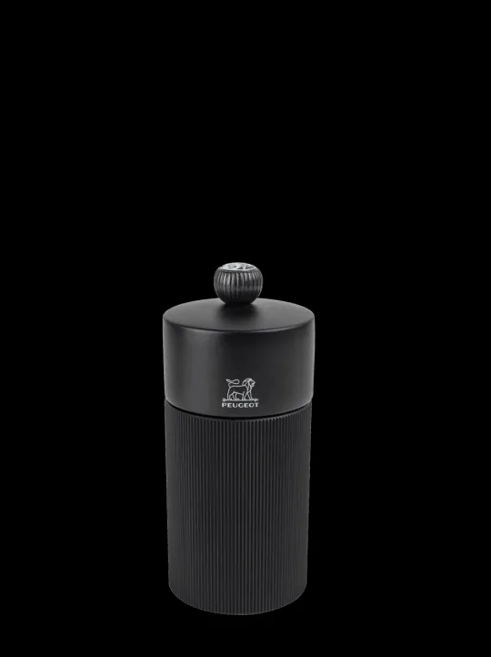 Online Line Manual aluminium and wooden salt mill, matt black, 12cm Salt|Salt Mills