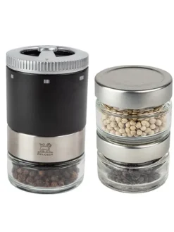 Cheap Maestro Maestro gift box including u'select pepper mill in matt black, 3 premium peppers, 3 interchangeable glass jars & marker pen Pepper|Pepper Mills