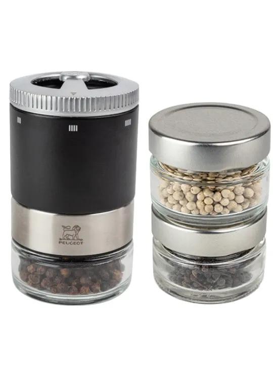 Cheap Maestro Maestro gift box including u'select pepper mill in matt black, 3 premium peppers, 3 interchangeable glass jars & marker pen Pepper|Pepper Mills