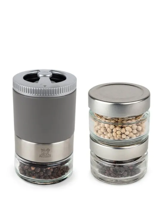 Hot Maestro Pepper bar - u'select pepper mill, 3 premium peppers, 3 interchangeable glass jars, rock grey Pepper|Pepper Mills
