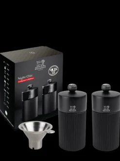 Cheap Night chic Gift set – line manual pepper and salt mills, matte black with stainless steel funnel, 12 cm Salt|Salt & Pepper Mill Sets