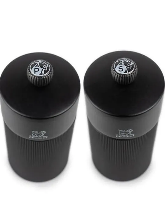 Cheap Night chic Gift set – line manual pepper and salt mills, matte black with stainless steel funnel, 12 cm Salt|Salt & Pepper Mill Sets