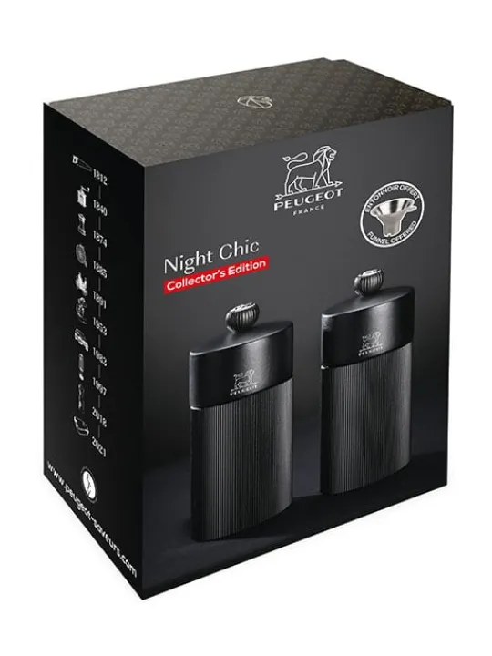 Cheap Night chic Gift set – line manual pepper and salt mills, matte black with stainless steel funnel, 12 cm Salt|Salt & Pepper Mill Sets