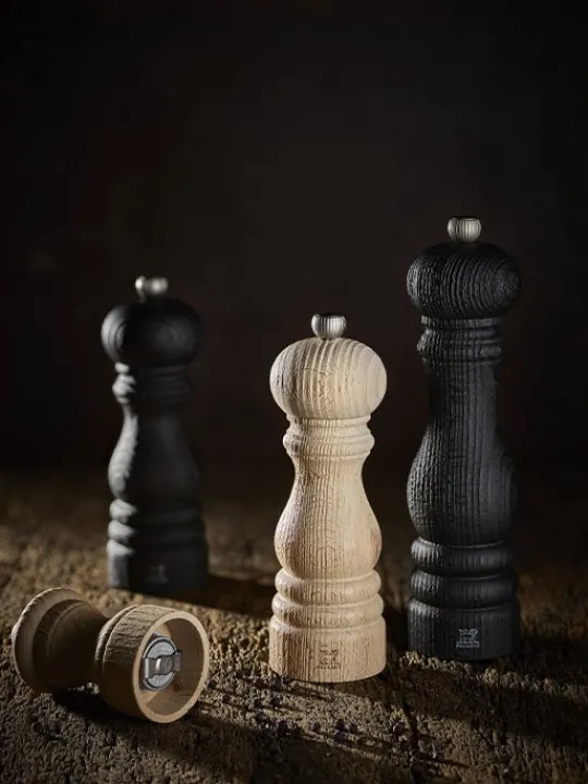 Best Paris nature black Manual upcycled wooden pepper mill in black, 40cm Pepper|Pepper Mills