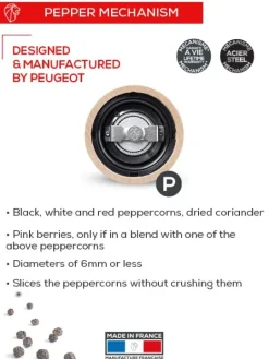 Online Paris u'select U'select manual wooden pepper mill in satin black, 30cm Pepper|Pepper Mills