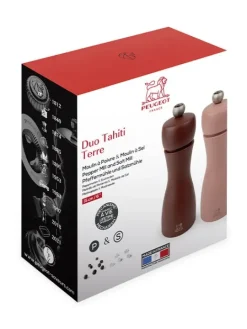 Hot Tahiti Set of manual beech wood salt and pepper mills in cocoa & hazel, 15cm For The Host With The Most|For The Foodie
