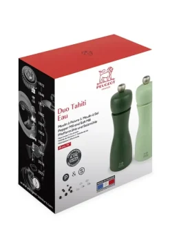 Discount Tahiti Set of manual beech wood salt and pepper mills in moss green & mint green, 15cm For The Host With The Most|For The Foodie